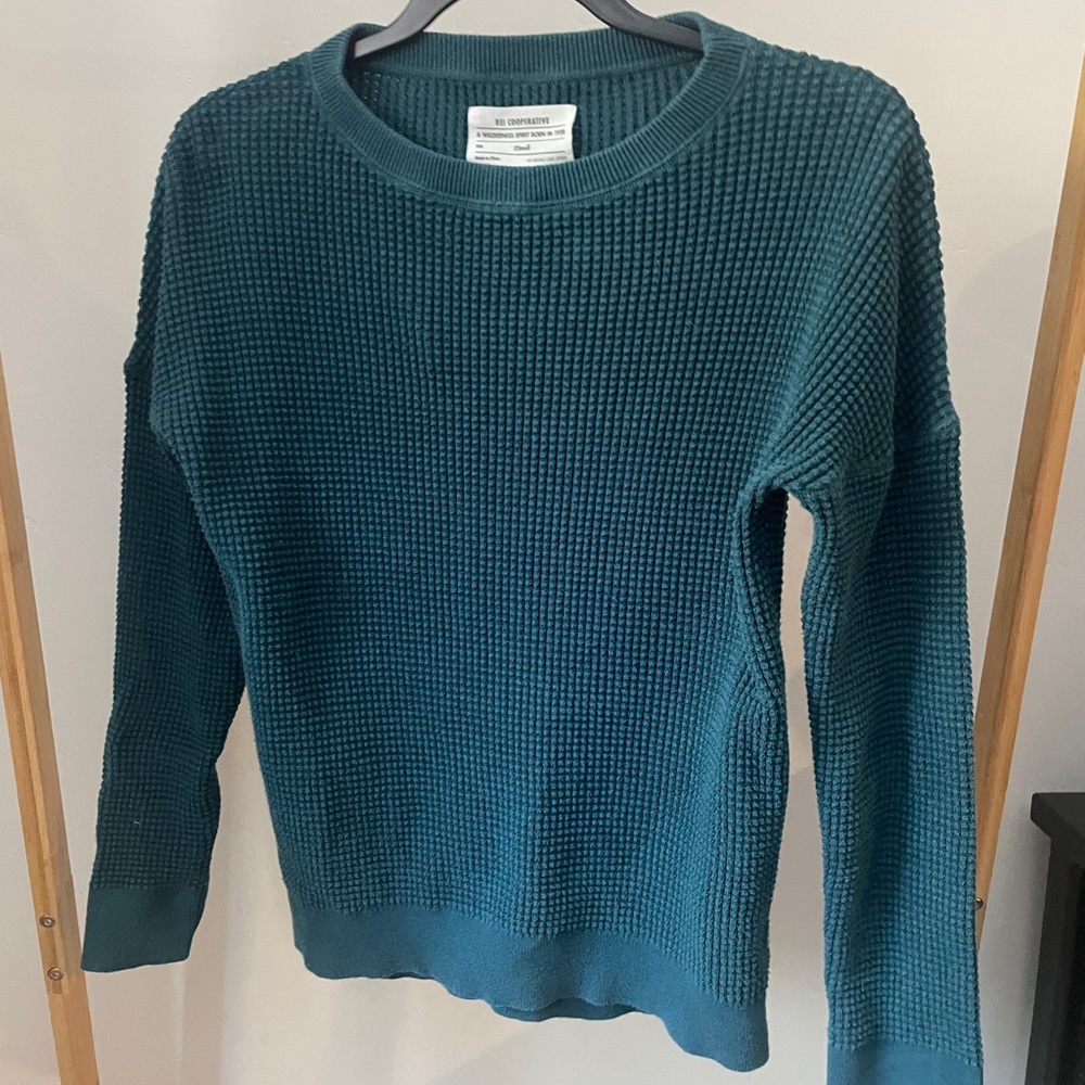Wallace Lake Waffle Sweater in SEA FOREST, size XS
